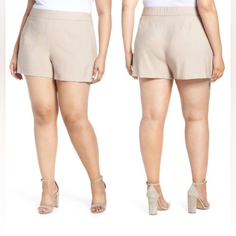 Leith NWT Women's 3X Taupe Side Zip with Pocket High Waisted Shorts